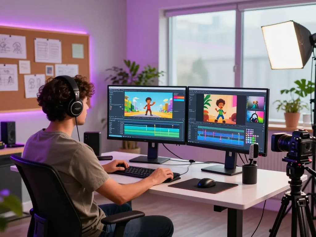 Motion control AI in action with artist using advanced techniques to create animated videos.