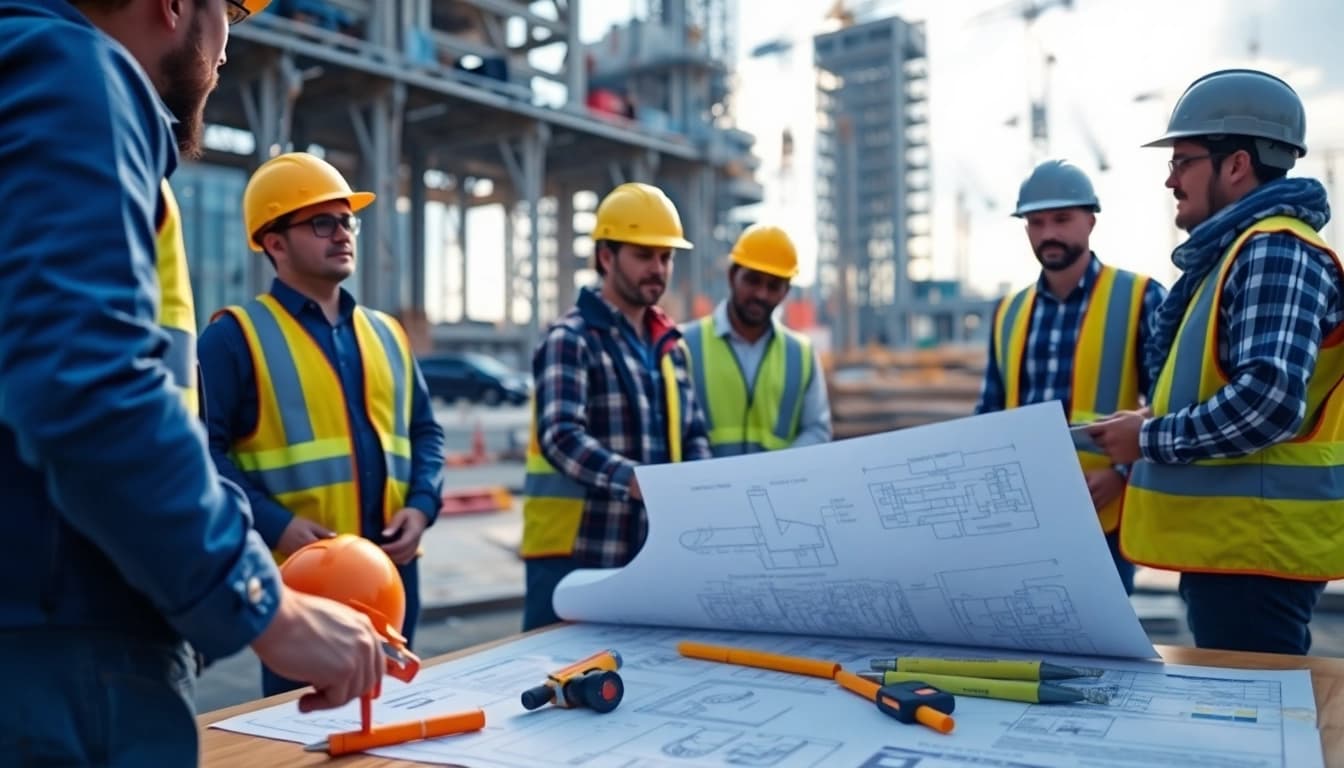 New Jersey Commercial General Contractor team collaborating on a construction site.