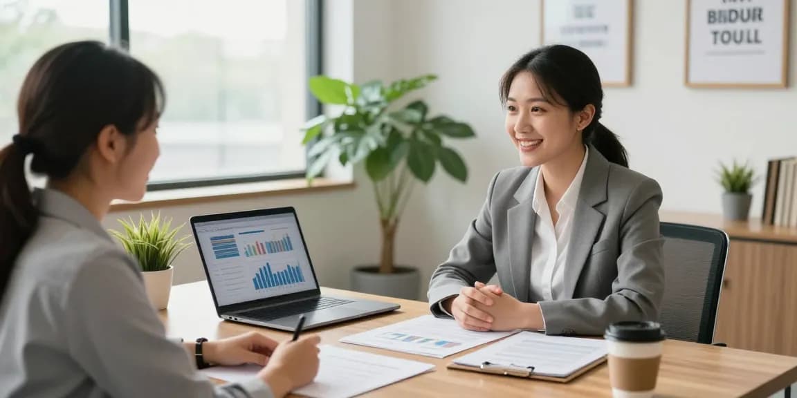 Engaged financial advisor discussing investment strategies with client, showcasing personalized service.