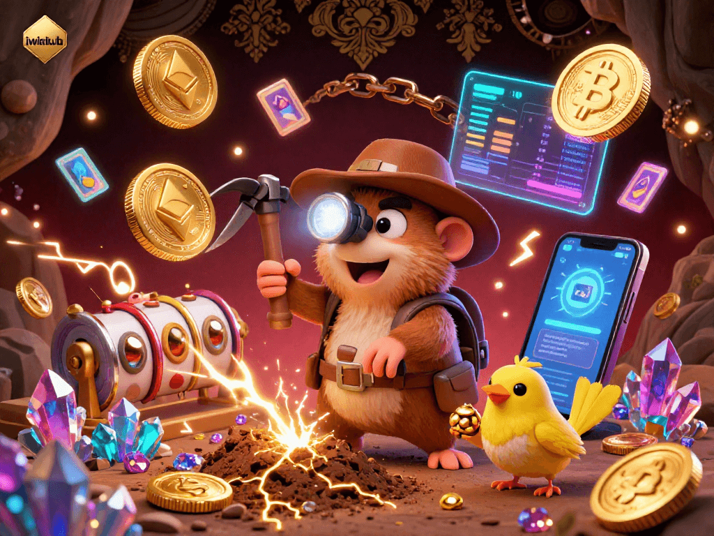 Join the treasure hunter mole on an exciting iwinclub adventure through a cave of crypto riches.