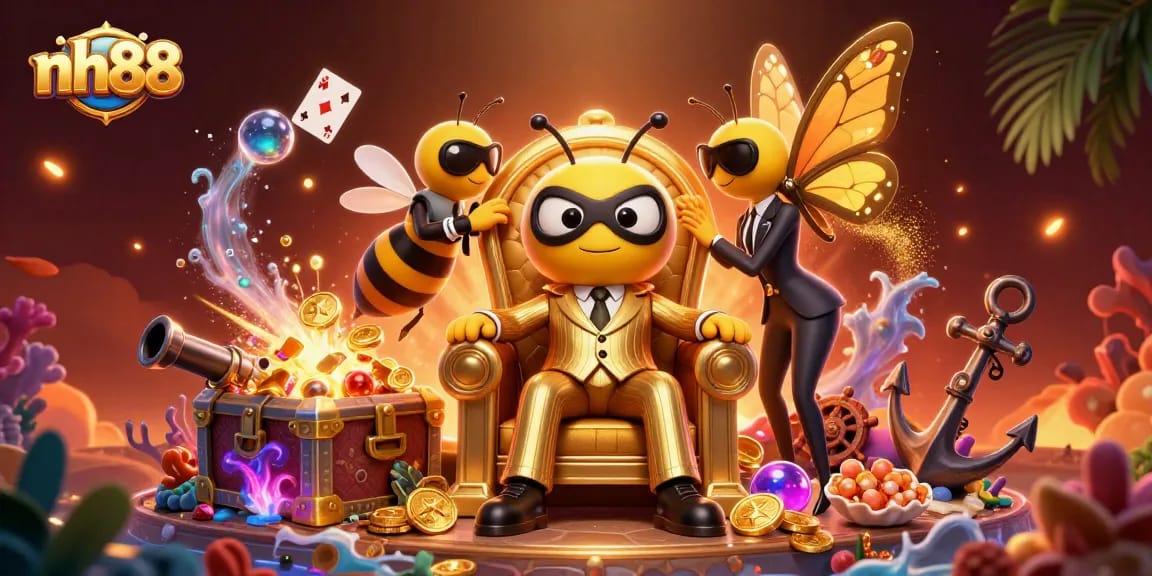 Join the excitement at nh88 with a vibrant casino scene showcasing thrilling games and colorful characters.