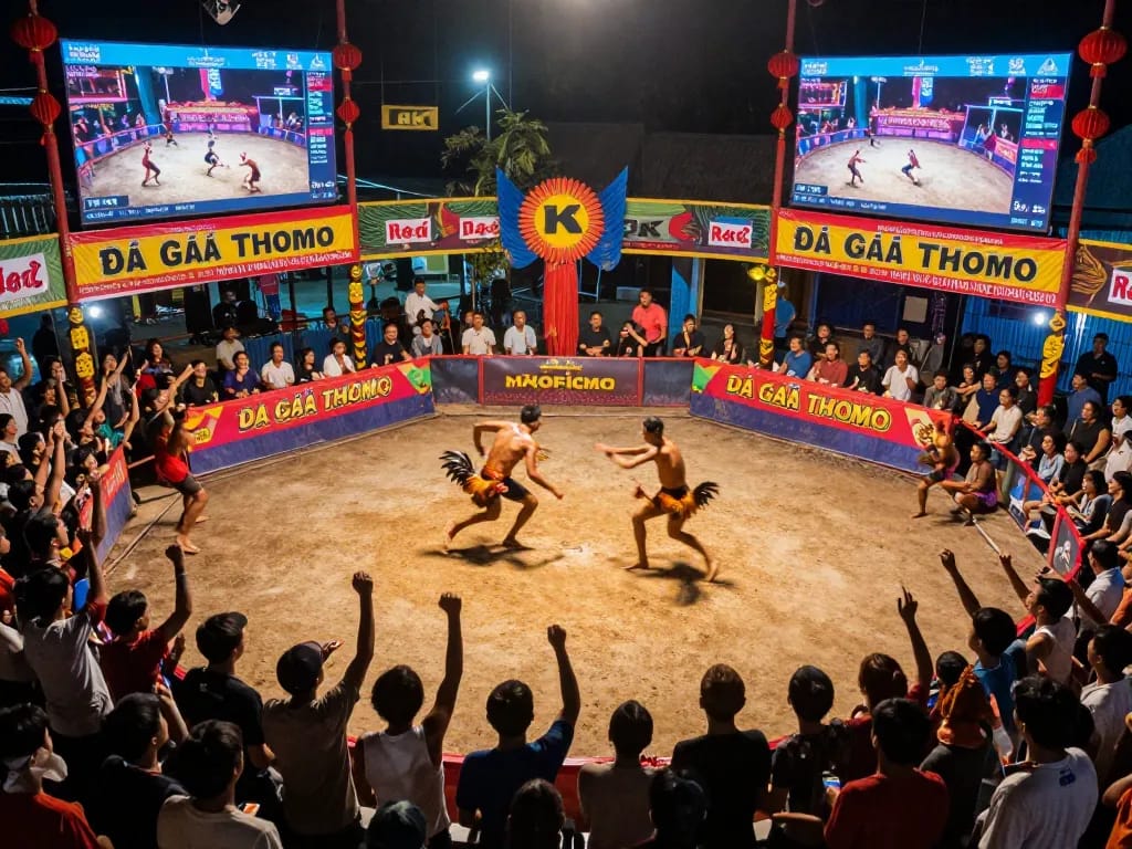 Experience the thrill of đá gà thomo with vibrant live chicken fighting moments and energetic atmosphere.