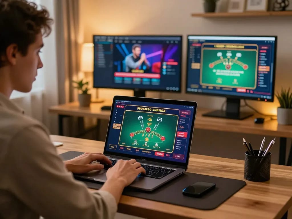 Player engaged in online gaming at XX88, focusing on live dealer blackjack strategy.