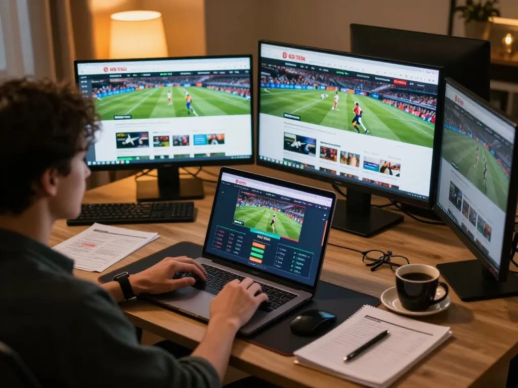 KÈO TRỰC TUYẾN betting setup showcasing a person actively placing bets in a cozy atmosphere