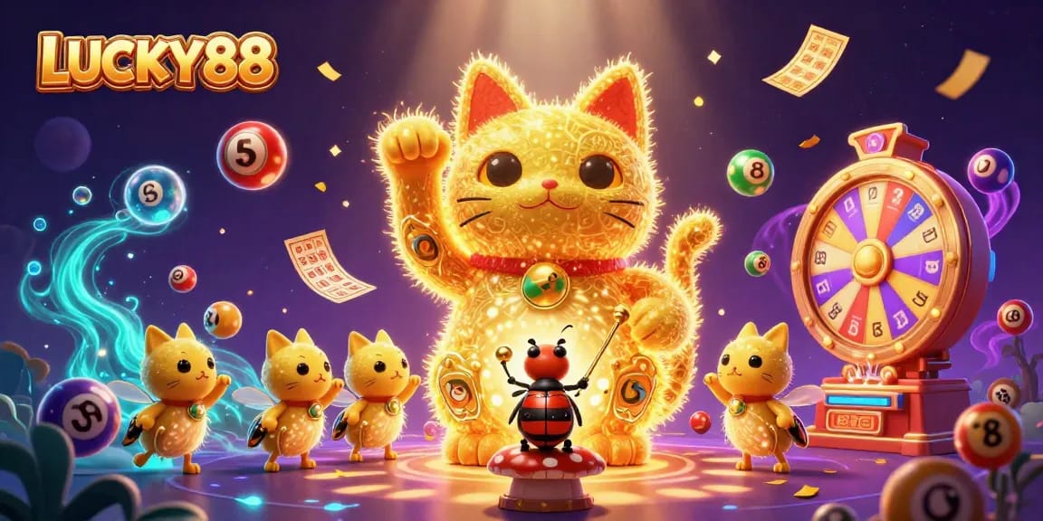 Experience the excitement of LUCKY88 with vibrant visuals and dynamic casino elements!