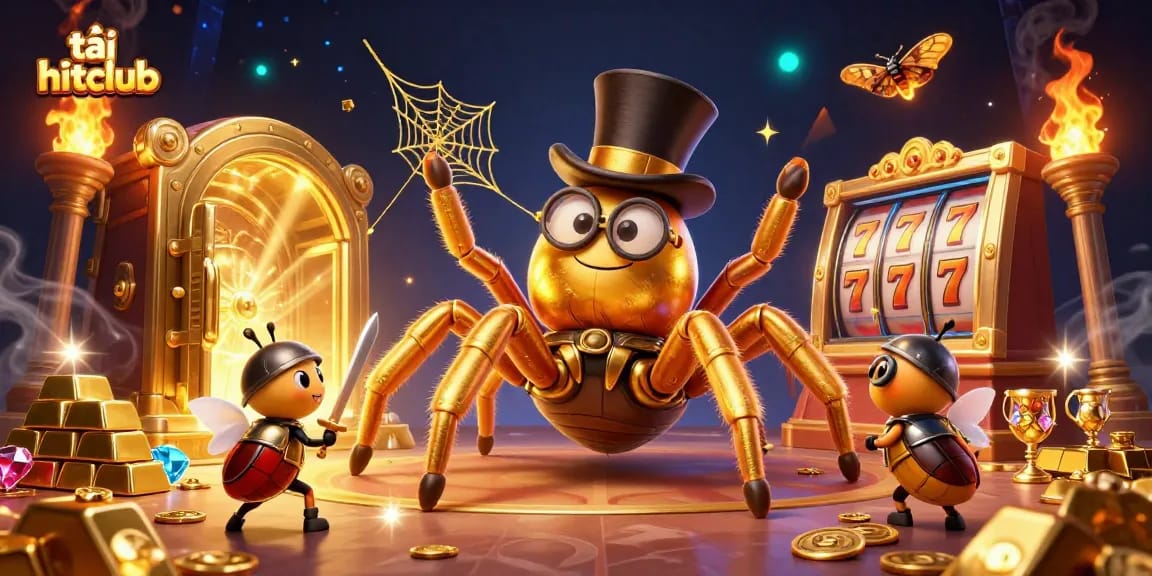 Spin and win with tải hitclub, featuring a golden tarantula and exciting slot elements.