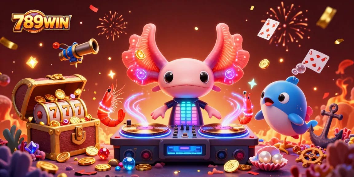 Join the excitement at 789WIN with vibrant, dynamic underwater slot-themed casino illustration.