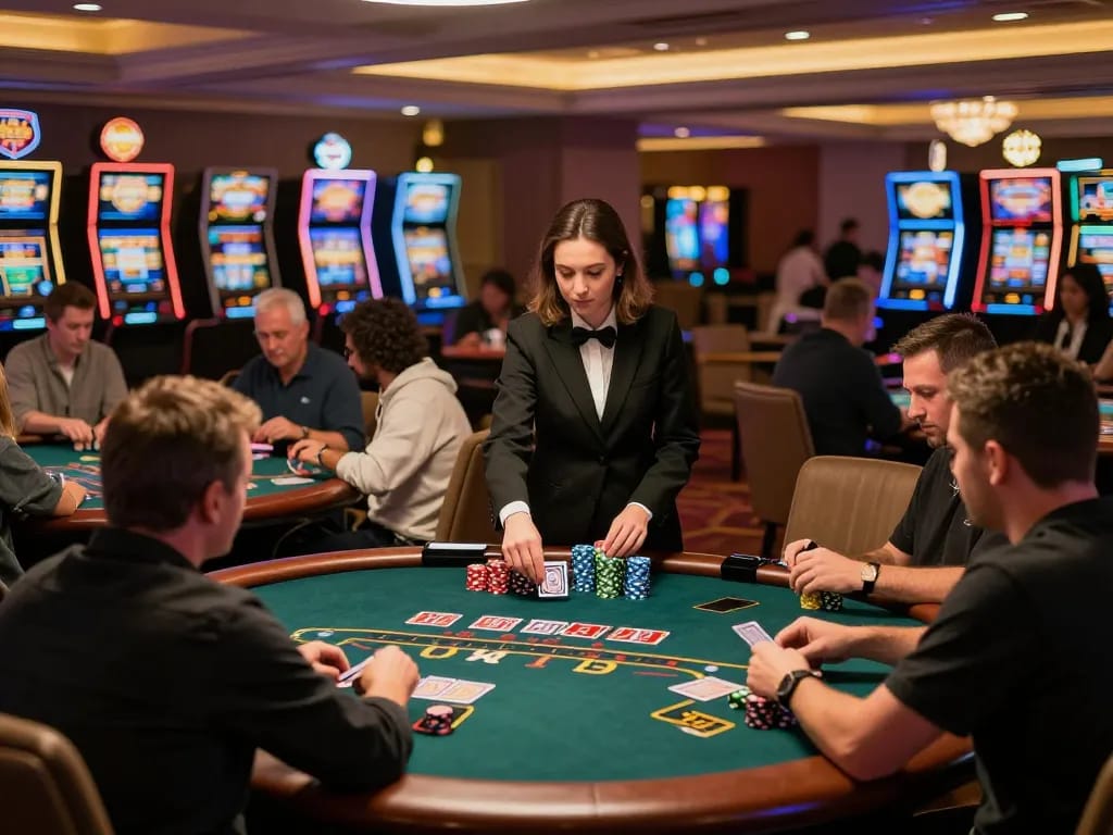 Players at the blackjack tables enjoying an exciting game experience at FC88 Casino.