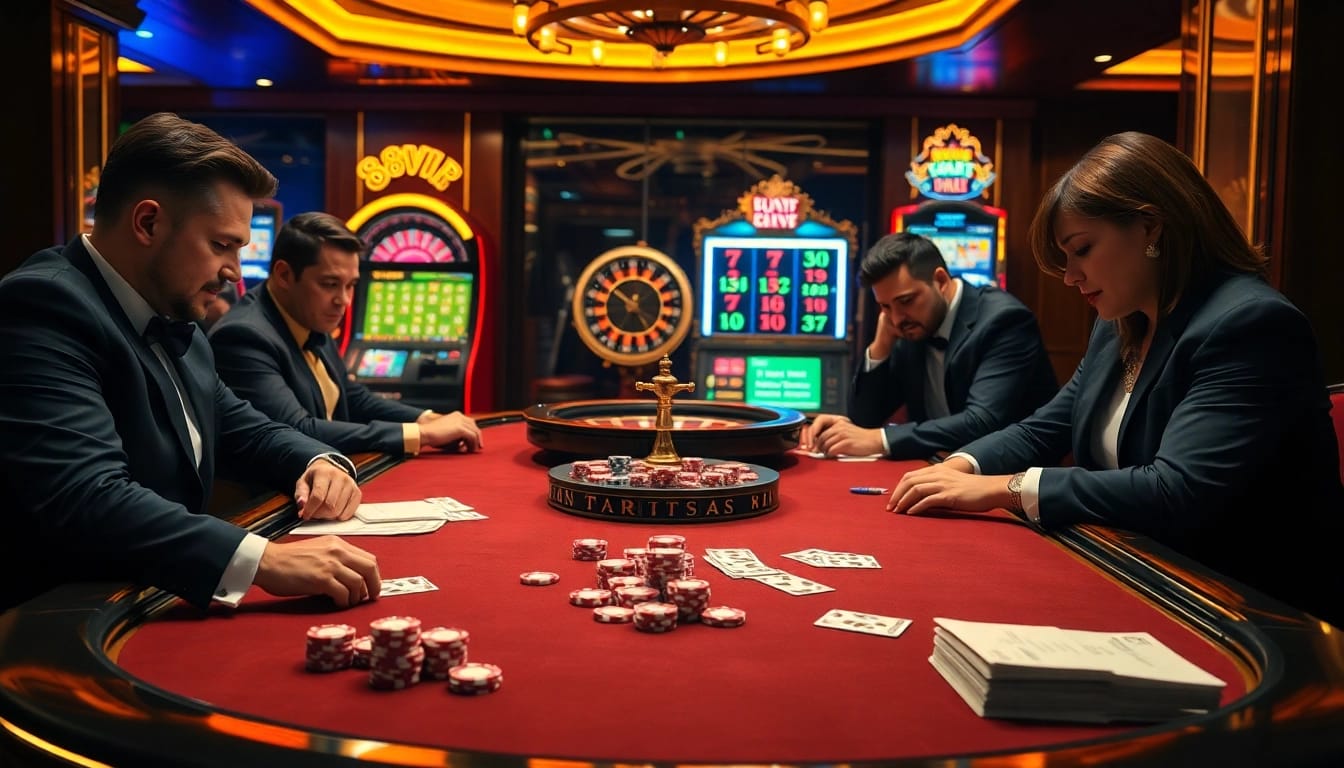 Experience thrilling winnings at 68VIP Casino with vibrant gaming elements and stylish gamblers.