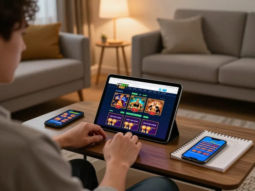 Engaging gameplay on Trang chủ F8bet with a player strategizing at home using a tablet.