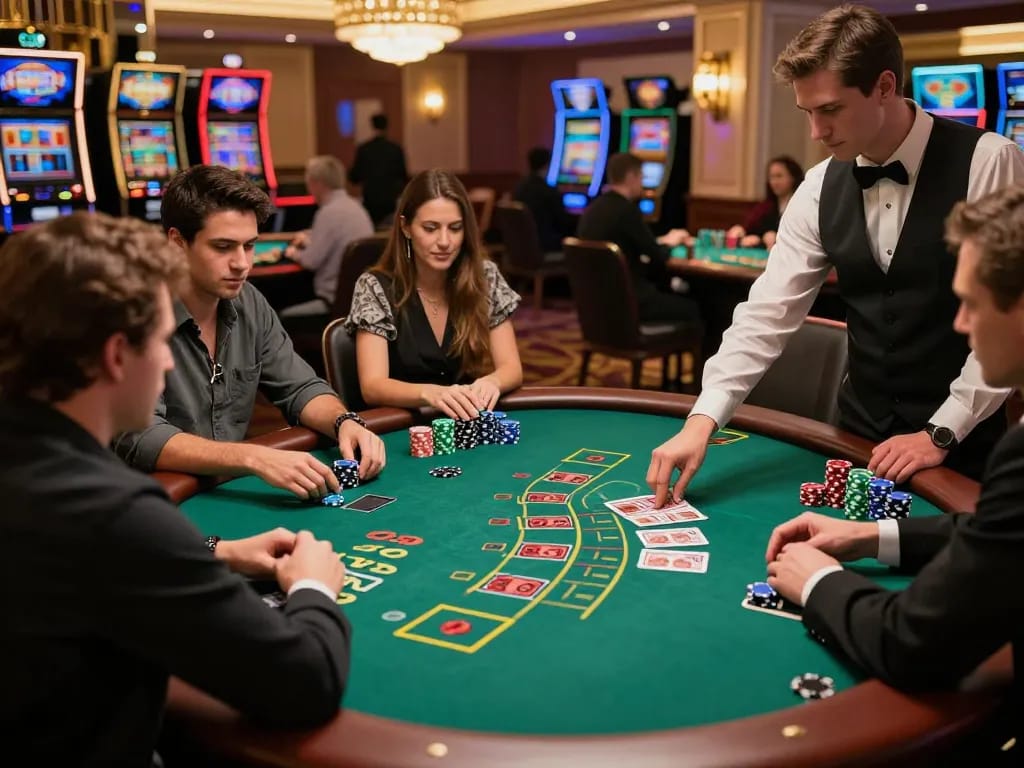 Players at ManClub blackjack table engaging in a high-stakes game.