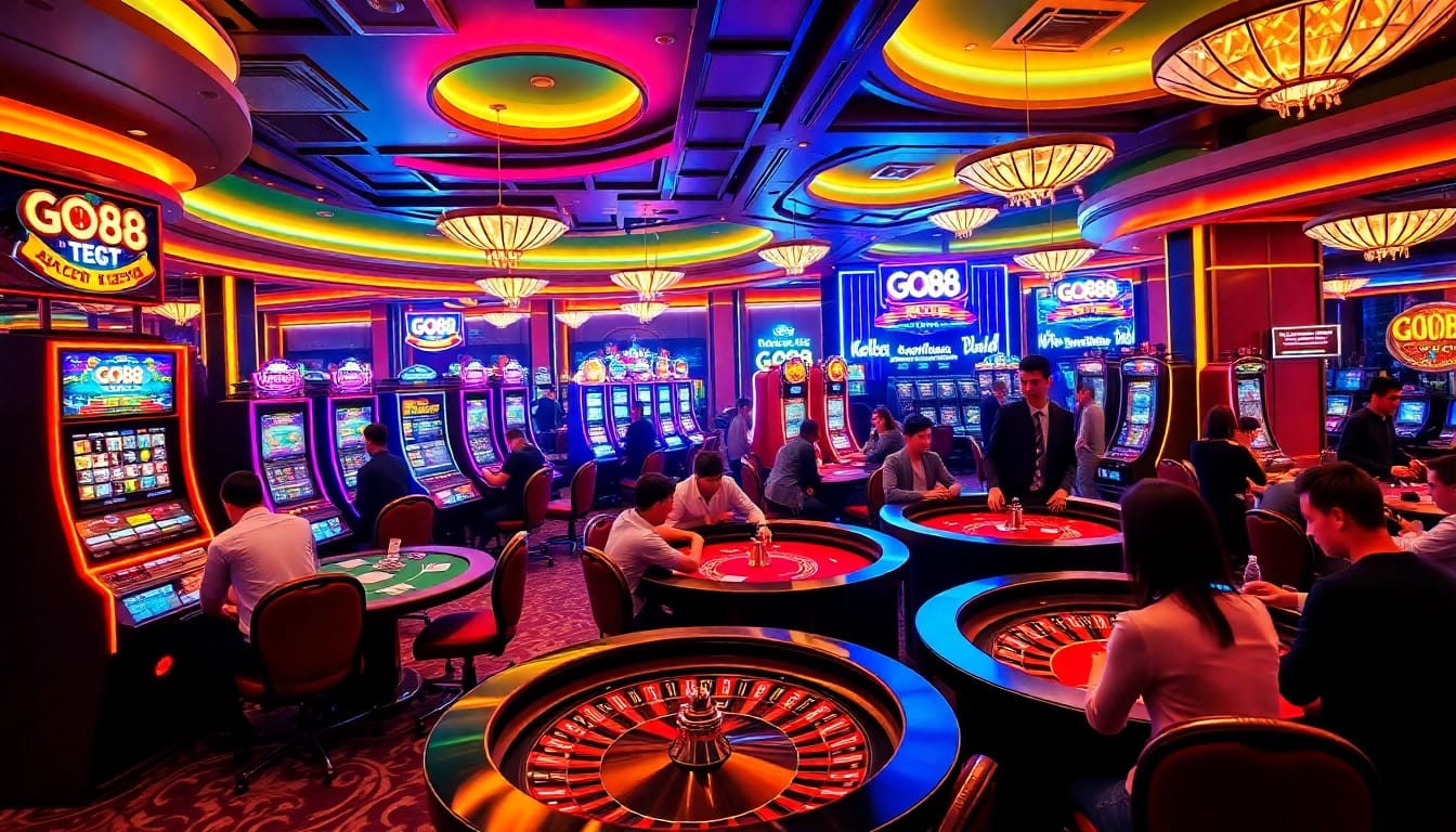 Experience the thrill of GO88 with vibrant gaming tables and lively slot machines.