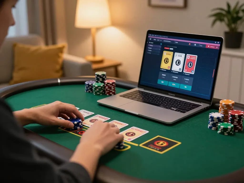 Player enjoying sc88 live dealer blackjack from a cozy home setup, focusing on gaming strategy.