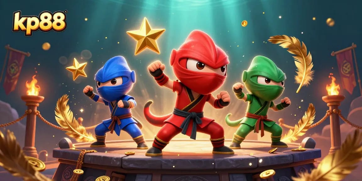 Experience thrilling kp88 casino action with chameleons engaging in martial arts amidst dazzling game elements.