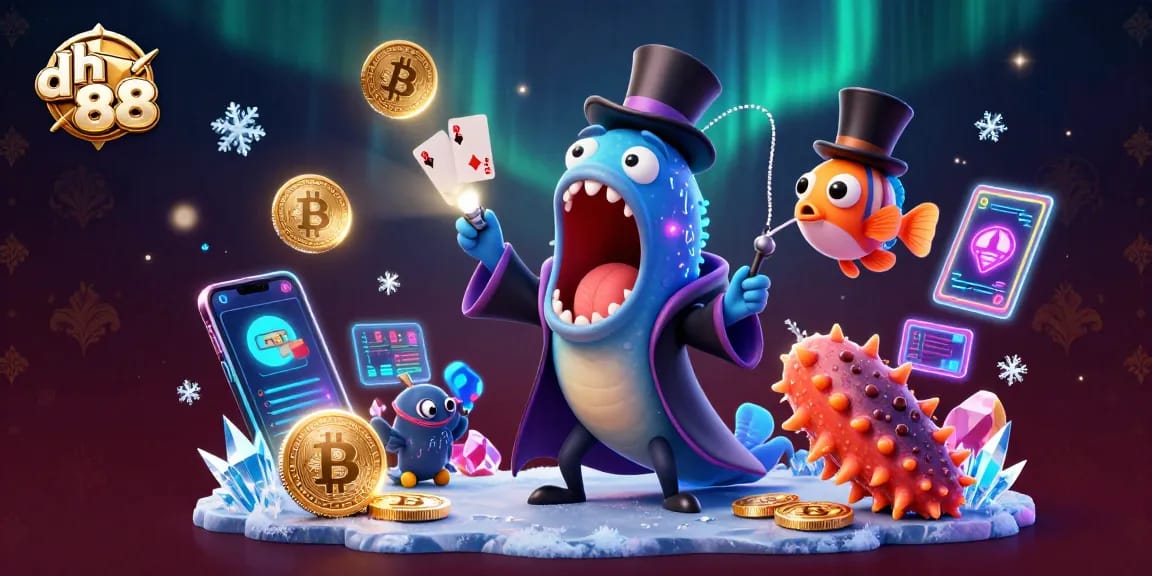 Experience thrilling casino gameplay with the unique dh 88 characters among illuminated crypto coins.