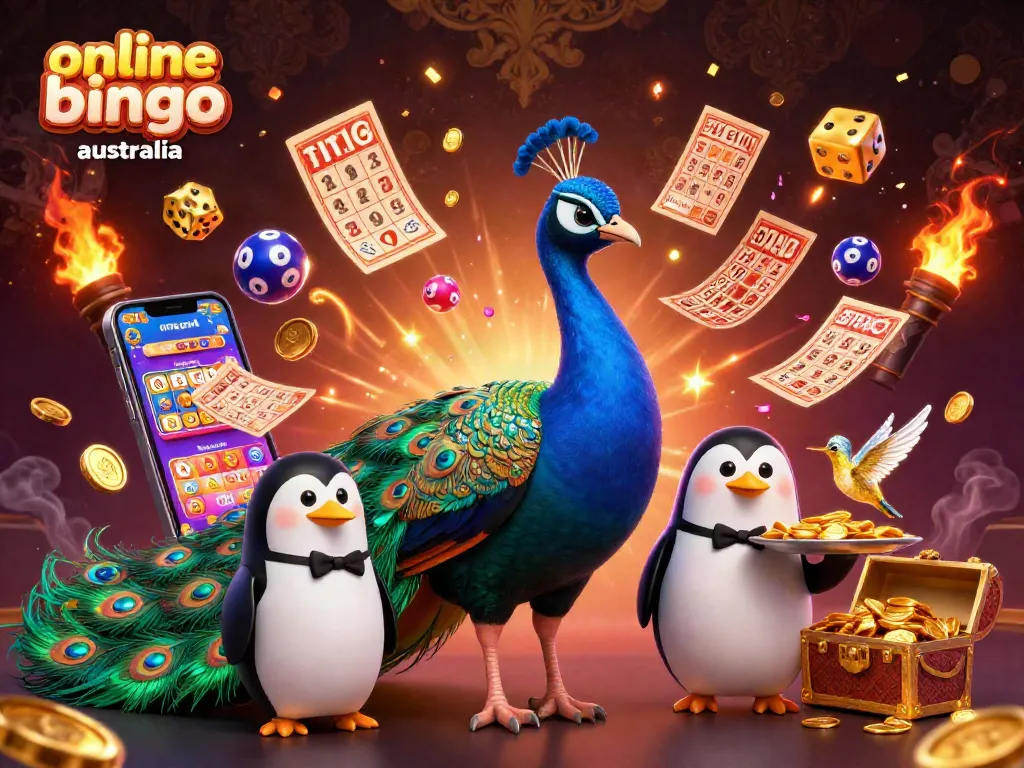 Join the excitement of online bingo Australia with vibrant characters and multiple bingo elements.