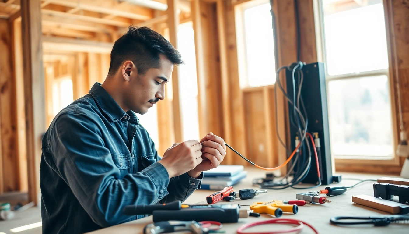 Electrician apprenticeship in action, showcasing a dedicated apprentice wiring a residential project.