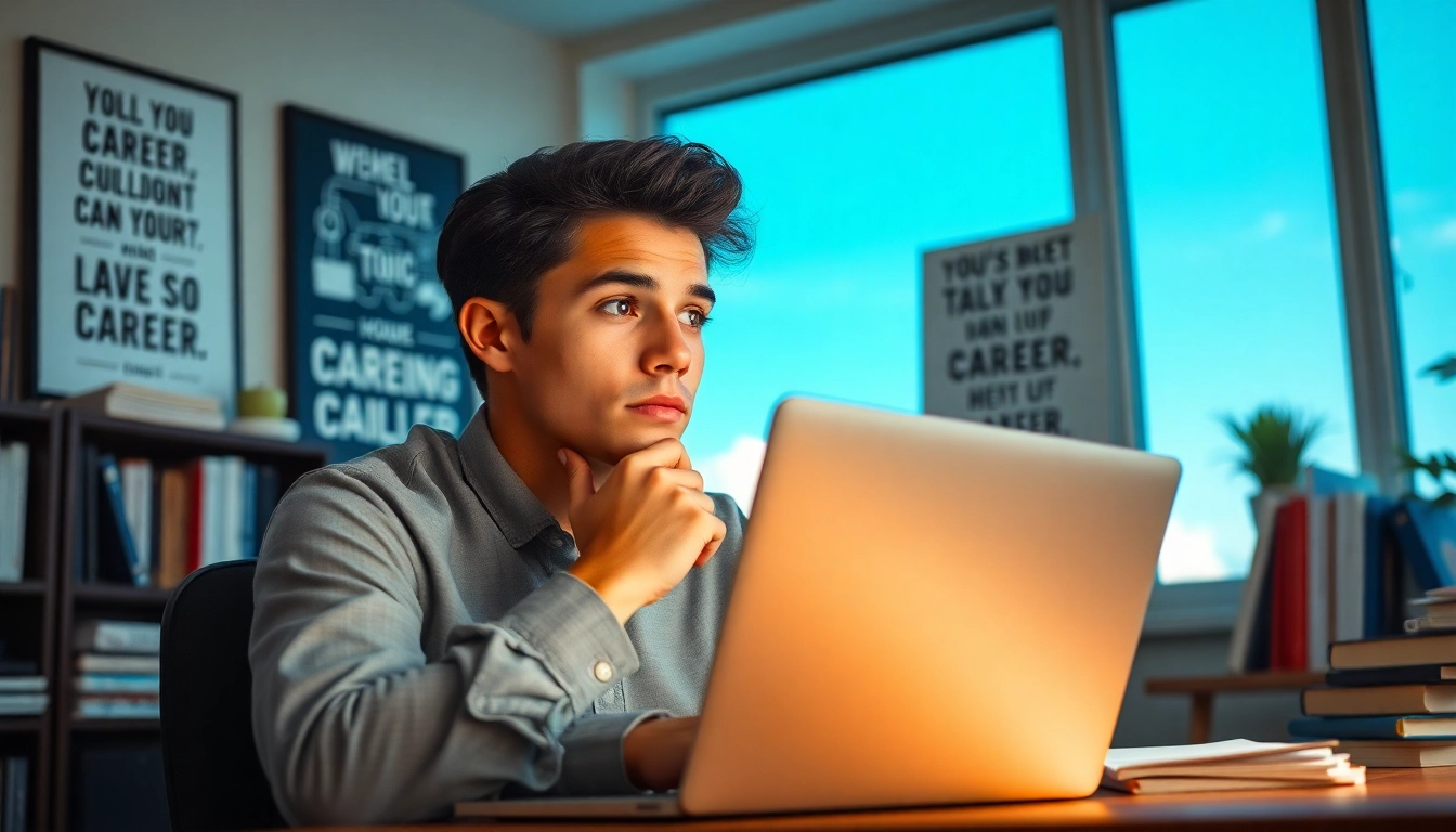 Person considering their ideal career in a bright, inspiring workspace.
