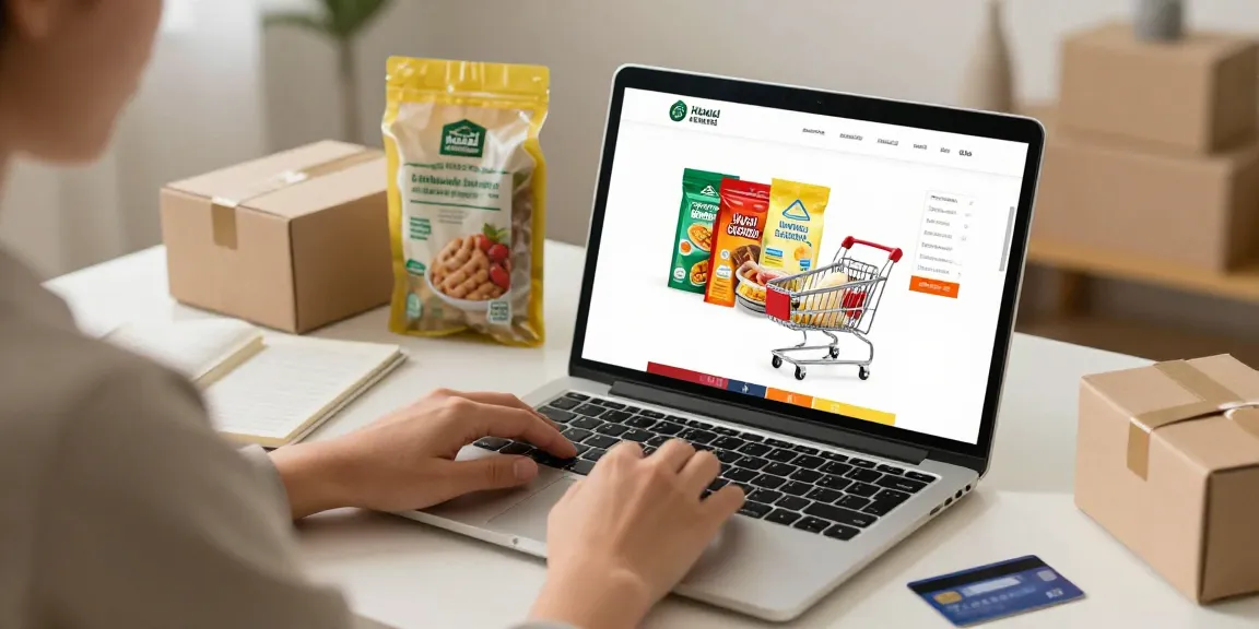 Online shopping for Halal grocery products on an e-commerce platform, featuring best deals and product reviews.
